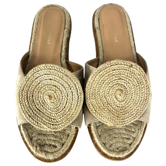 Paloma Barcelo Shoes - Paloma Barceló Emilie Suede Slide Sandals in Nude Jute Size US 5 ½ or 6 EU 36